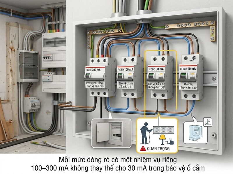 Cách chọn độ nhạy dòng rò RCBO